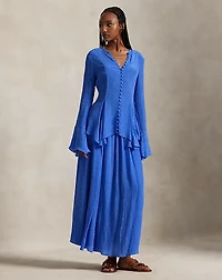 Crinkled A-Line Wrap Skirt