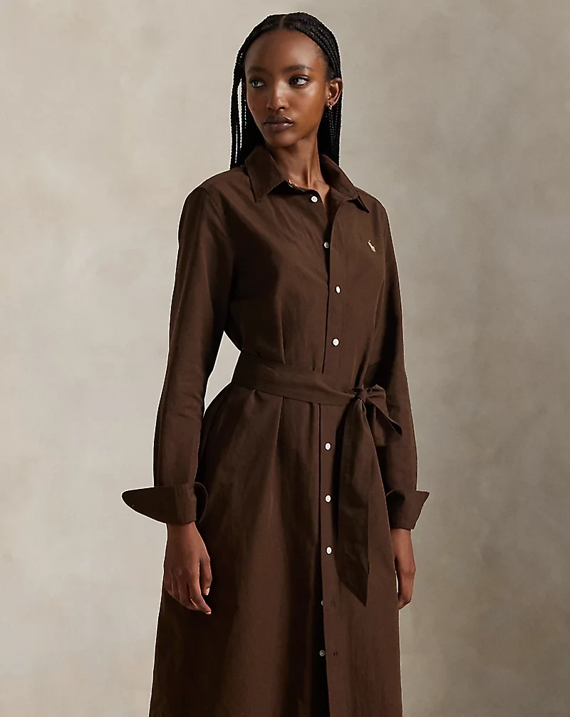 Cotton-Linen Belted Shirtdress