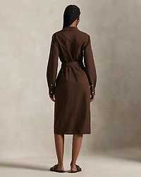 Cotton-Linen Belted Shirtdress