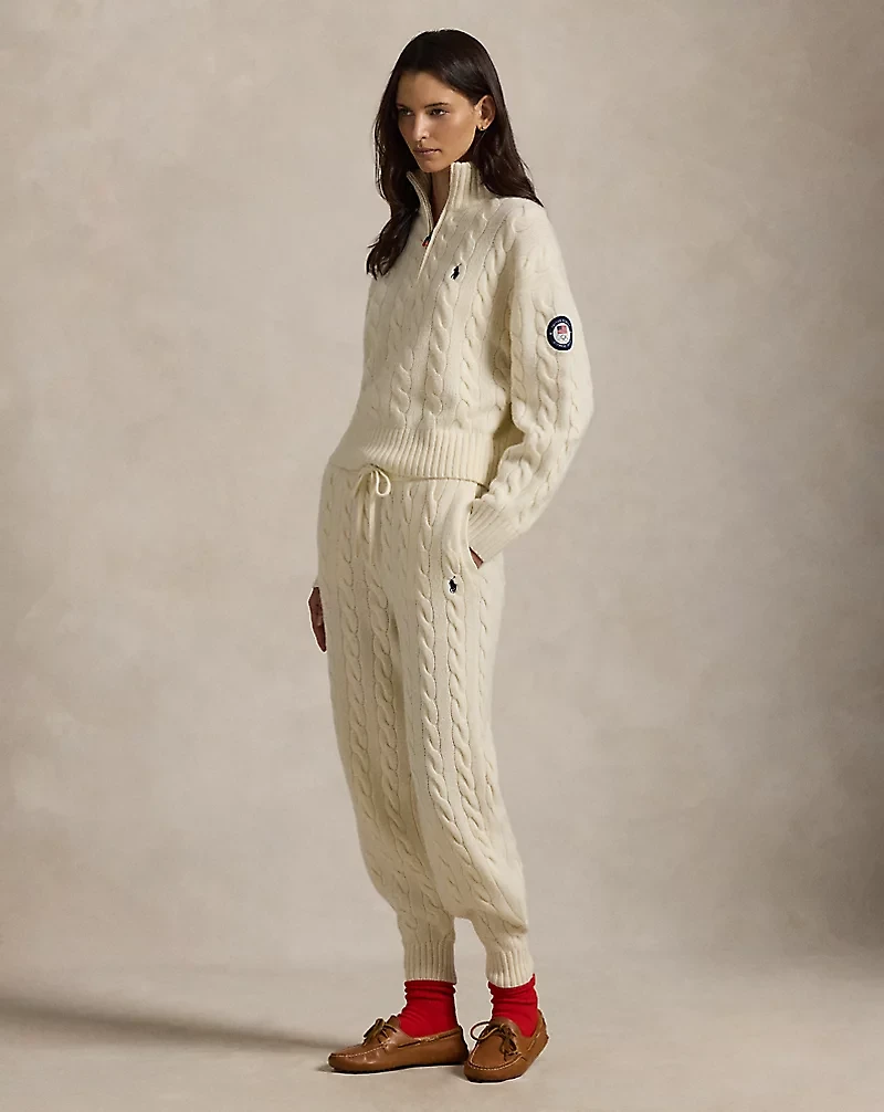 Team USA Cable Wool-Cashmere Half-Zip