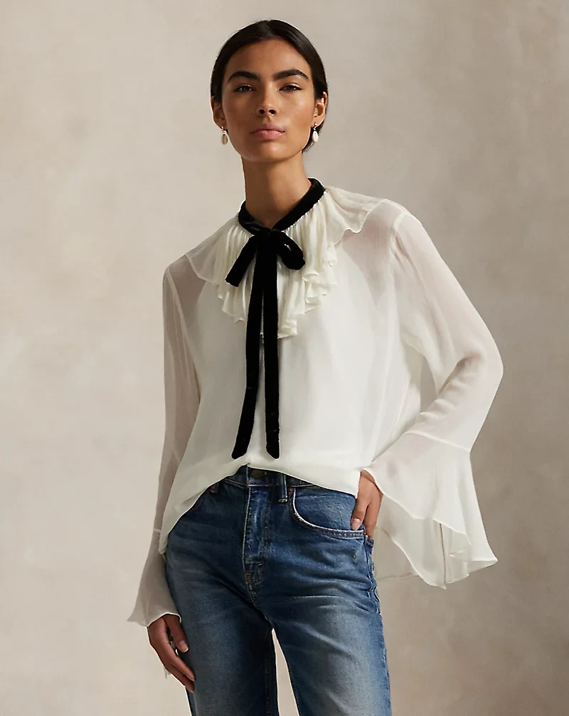 Tie-Neck Georgette Shirt