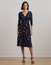 Floral Surplice Stretch Jersey Dress