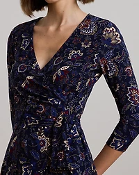 Floral Surplice Stretch Jersey Dress