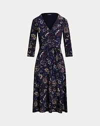Floral Surplice Stretch Jersey Dress
