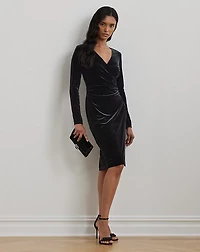 Stretch Velvet Surplice Dress