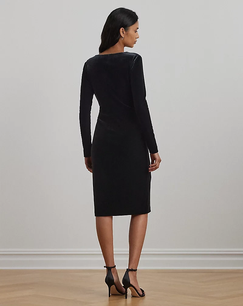 Stretch Velvet Surplice Dress
