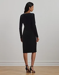 Stretch Velvet Surplice Dress