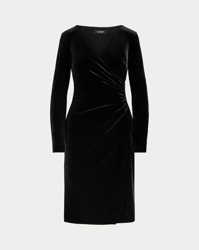 Stretch Velvet Surplice Dress