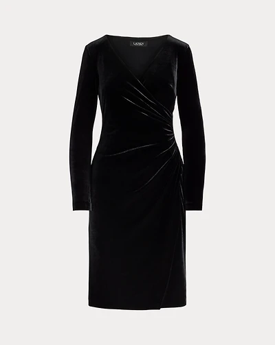 Stretch Velvet Surplice Dress