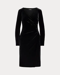 Stretch Velvet Surplice Dress