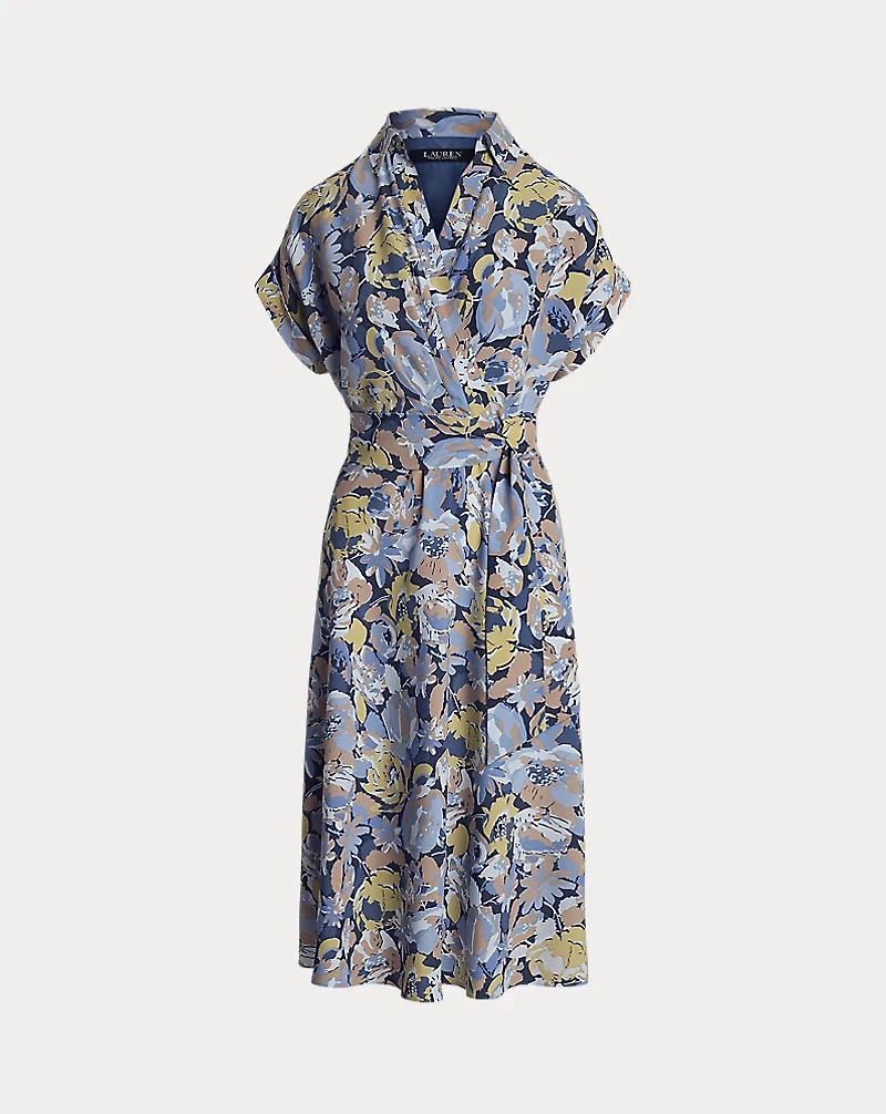 Floral Belted Crepe Dress