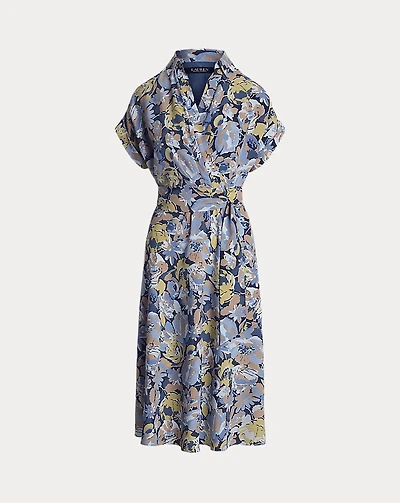 Floral Belted Crepe Dress