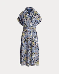 Floral Belted Crepe Dress