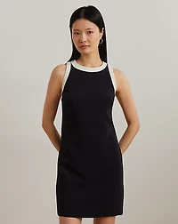 Two-Tone Crepe Sleeveless Shift Dress