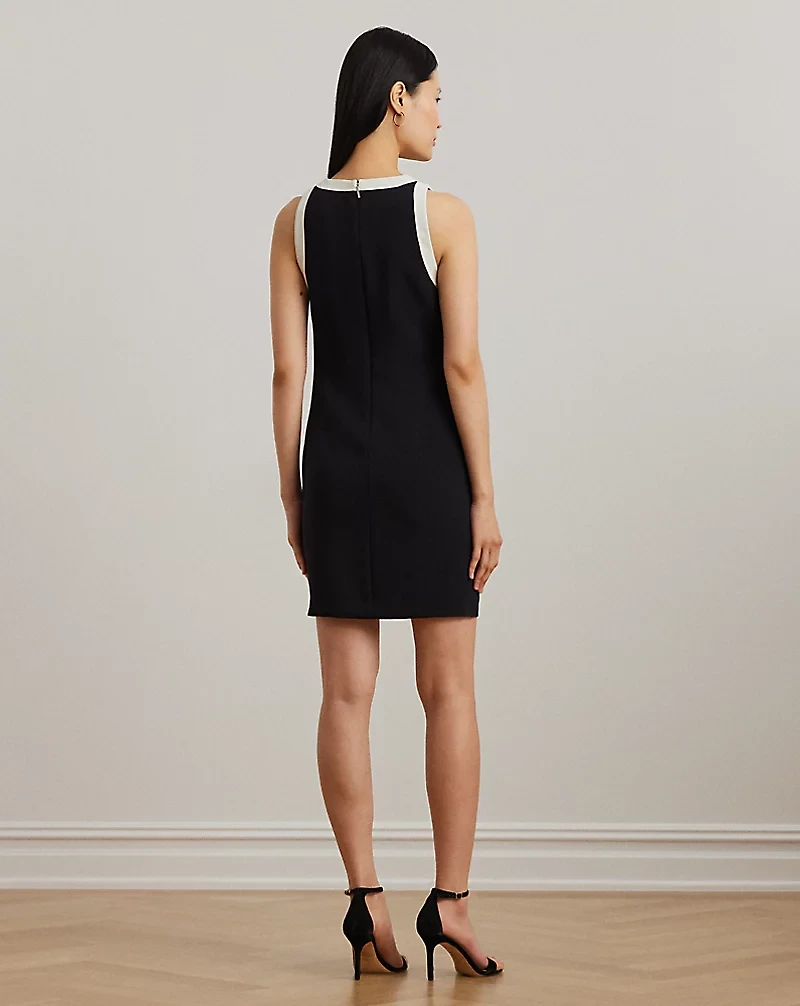 Two-Tone Crepe Sleeveless Shift Dress