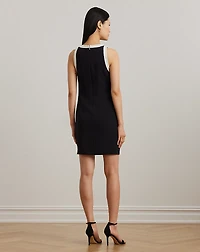 Two-Tone Crepe Sleeveless Shift Dress