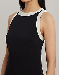 Two-Tone Crepe Sleeveless Shift Dress