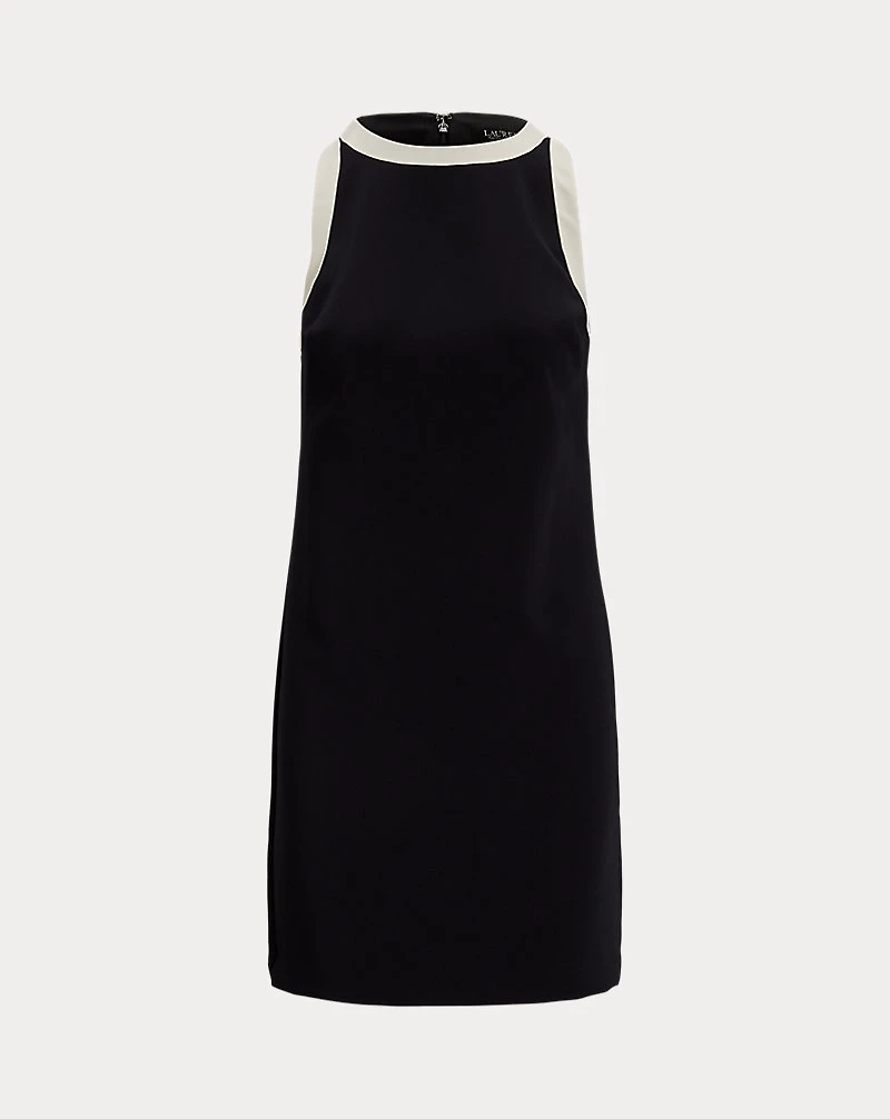Two-Tone Crepe Sleeveless Shift Dress