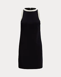 Two-Tone Crepe Sleeveless Shift Dress