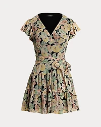 Floral Belted Georgette Tiered Dress