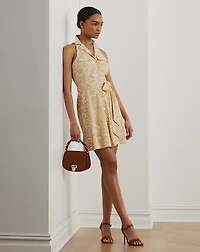 Floral Crepe Sleeveless Shirtdress