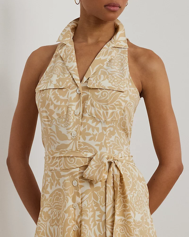 Floral Crepe Sleeveless Shirtdress