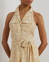 Floral Crepe Sleeveless Shirtdress