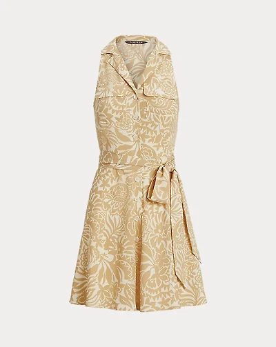 Floral Crepe Sleeveless Shirtdress