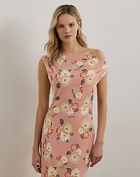 Floral Jersey Off-the-Shoulder Dress