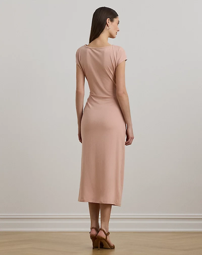 Tie-Front Jersey Boatneck Midi Dress