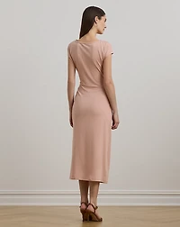 Tie-Front Jersey Boatneck Midi Dress