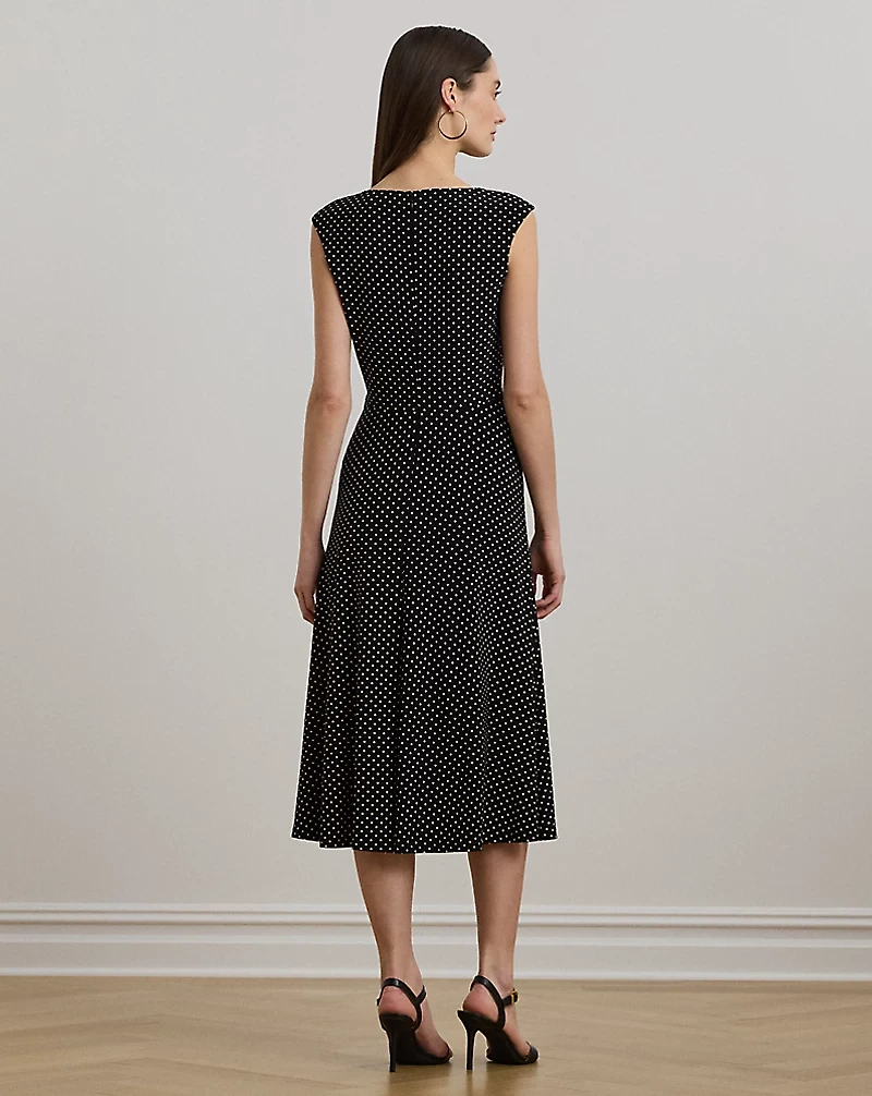 Polka-Dot Twist-Front Jersey Dress