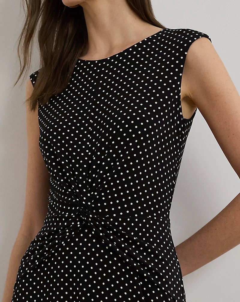 Polka-Dot Twist-Front Jersey Dress