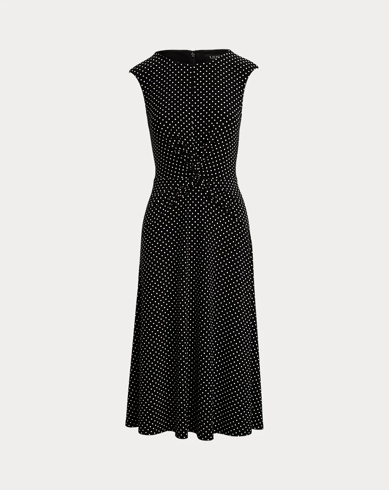 Polka-Dot Twist-Front Jersey Dress