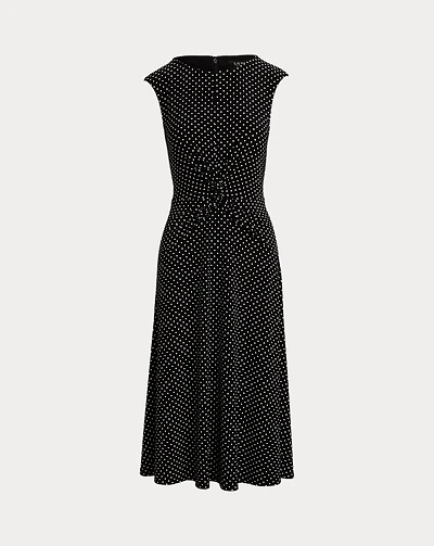 Polka-Dot Twist-Front Jersey Dress