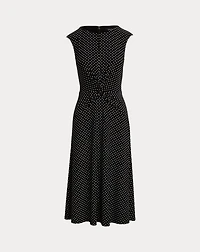 Polka-Dot Twist-Front Jersey Dress