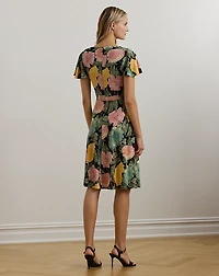 Floral Stretch Jersey Surplice Dress