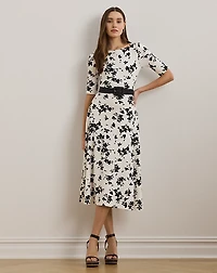 Floral Stretch Cotton Midi Dress
