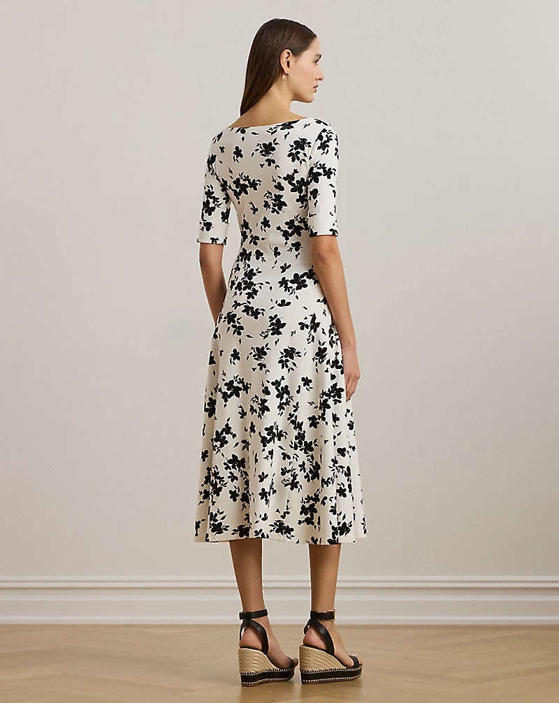 Floral Stretch Cotton Midi Dress