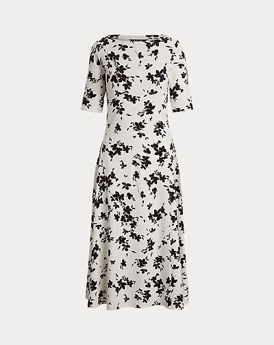 Floral Stretch Cotton Midi Dress