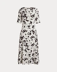 Floral Stretch Cotton Midi Dress
