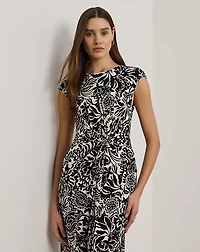 Floral Twist-Front Stretch Jersey Dress