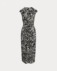 Floral Twist-Front Stretch Jersey Dress