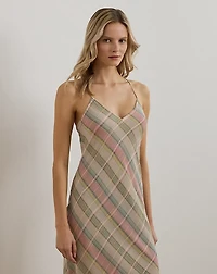 Plaid Chiffon Slip Dress