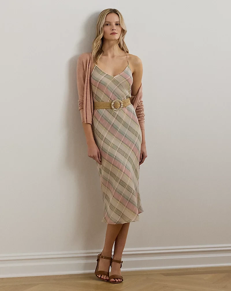 Plaid Chiffon Slip Dress