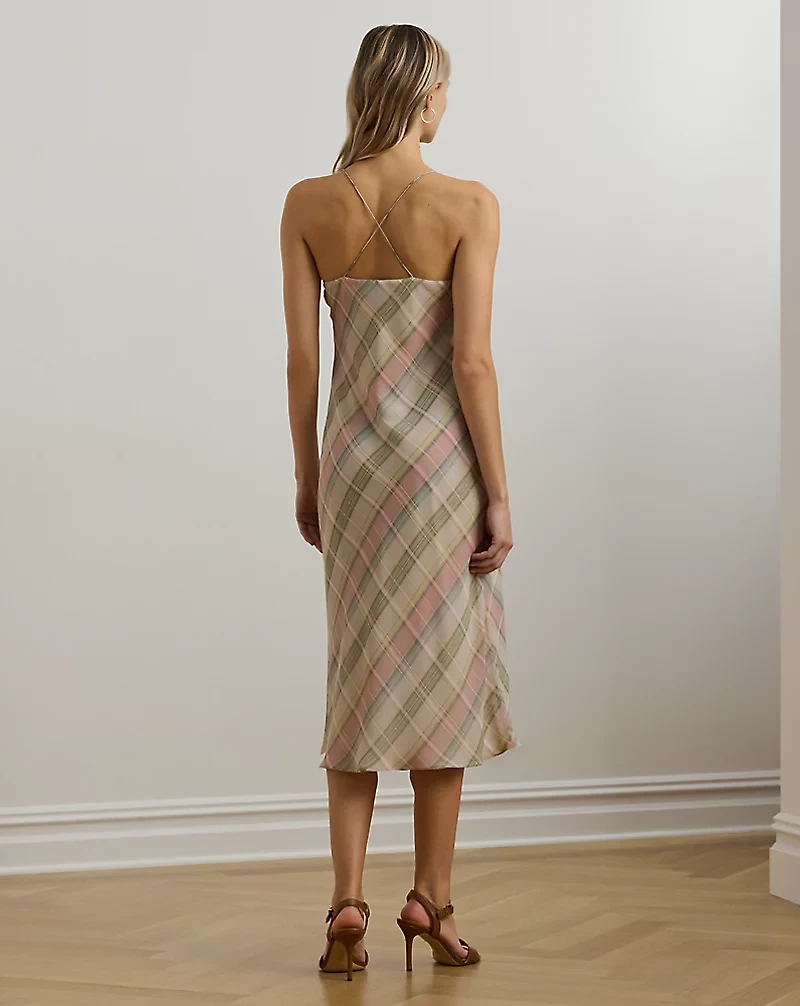 Plaid Chiffon Slip Dress