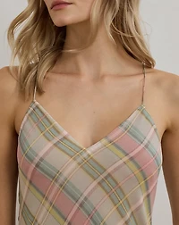 Plaid Chiffon Slip Dress