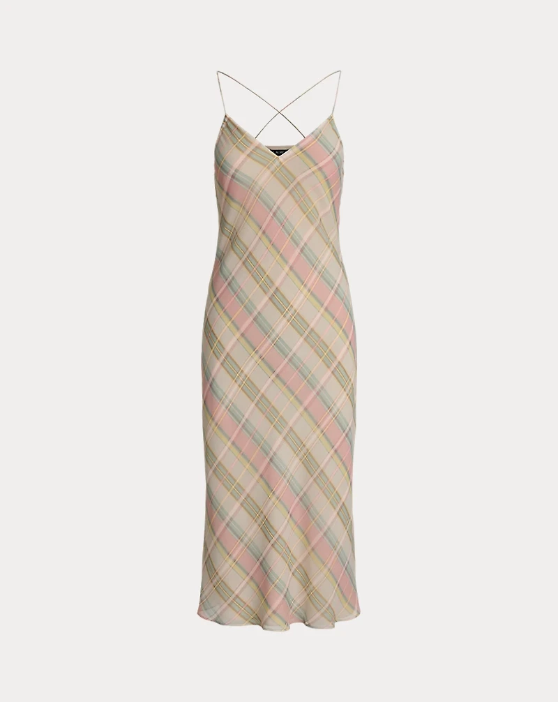 Plaid Chiffon Slip Dress