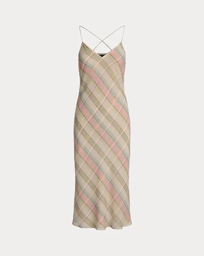 Plaid Chiffon Slip Dress
