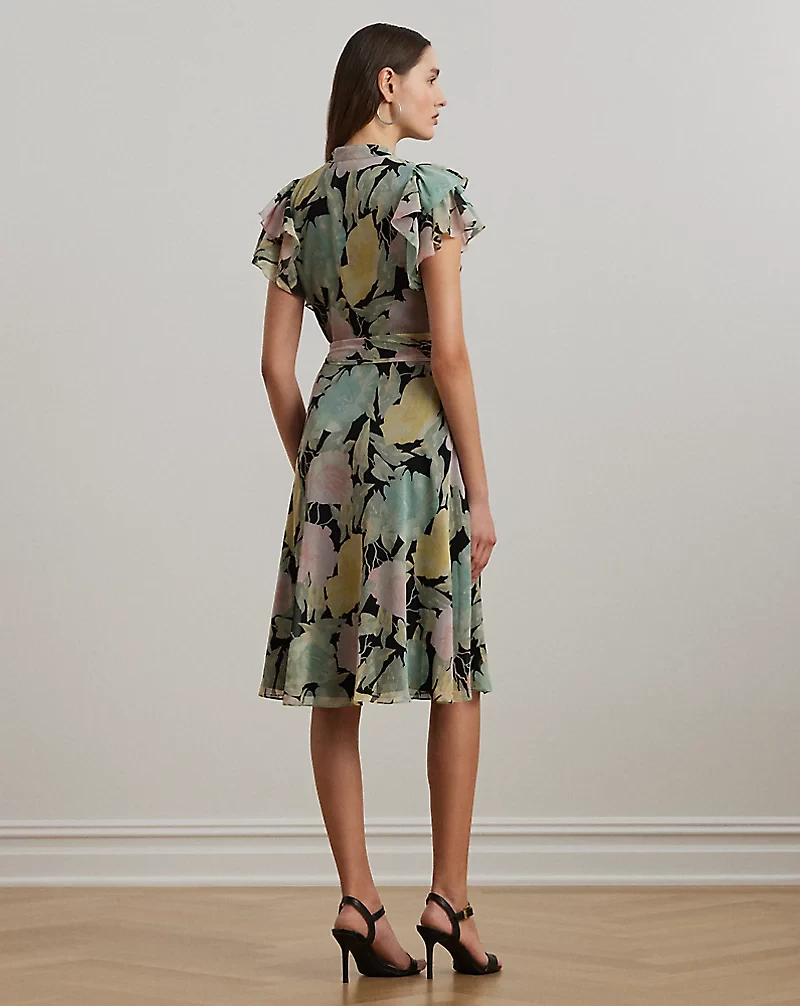 Floral Belted Georgette Shirtdress